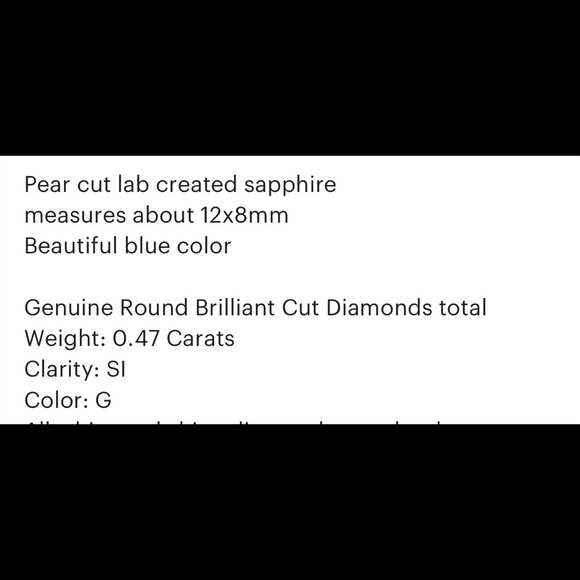 Sapphire and diamond pear engagement ring. Size 8 - Picture 8 of 9